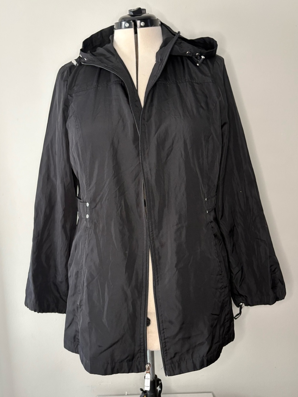 Jones New York Black Hooded Utility Jacket